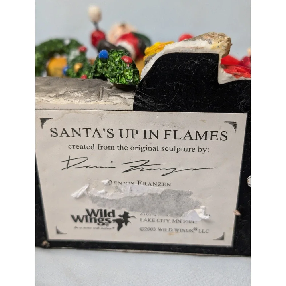 Santas Up In Flames Elves On Fireplace Figure Christmas Holiday‎ Figure